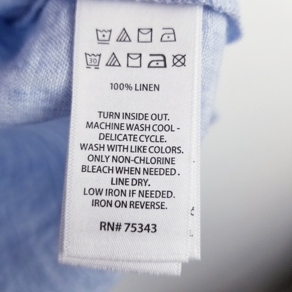 Tahari Blue V-Neck 100% Linen Top Blouse NWT size Medium - Picture 6 of 6